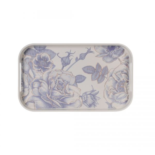 19x32 سم طبق ميلامين أزرق زهري غير منزلق | SILK-FRM928