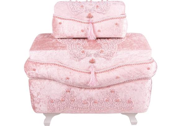 Dekonaz 2'li Dantel İnci Süslemeli Çeyiz Sandığı By-sdk-0018