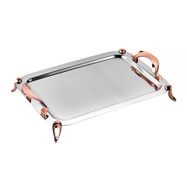 Öz Life | Ecrin Bakır Ayaklı Küçük Boy Çay Tepsisi