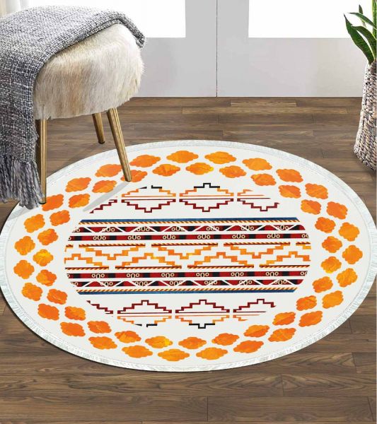 Birkilim Yuvarlak Yıkanabilir Dekoratif Halı İpeksi Kaymaz Taban | MLN-IP-YU-HY-901