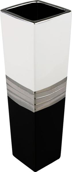Almina Keramik Dekorativer Vase | 35 cm | Schwarz | Weiß | Al-9164