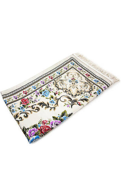 سجادة صلاة الورد - مبطن - لون كريمي