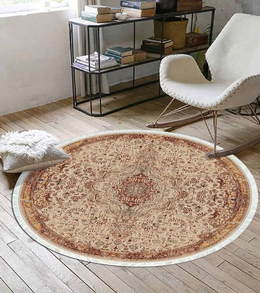 Birkilim Yuvarlak Yıkanabilir Dekoratif Halı İpeksi Kaymaz Taban | MLN-IP-YU-HT-339