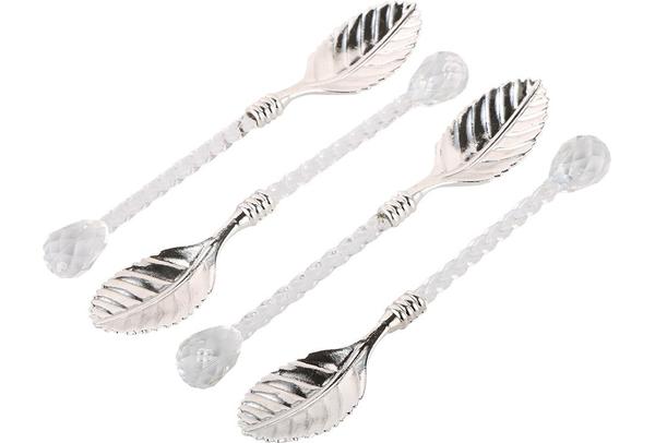 Dekonaz 12'lı Kristal Saplı Çay Kaşığı Seti Yüksek Kaliteli | Yaprak Form