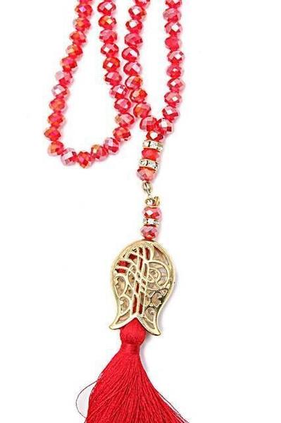 99 Stück Crystal Hajj Umrah Geschenkgebetsperlen mit Tulpenmuster Quaste - 8mm Rot