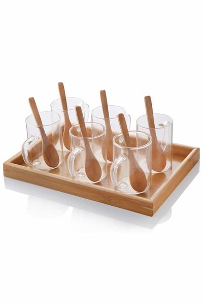 طقم شاي مكون من 13 قطعة من الخيزران