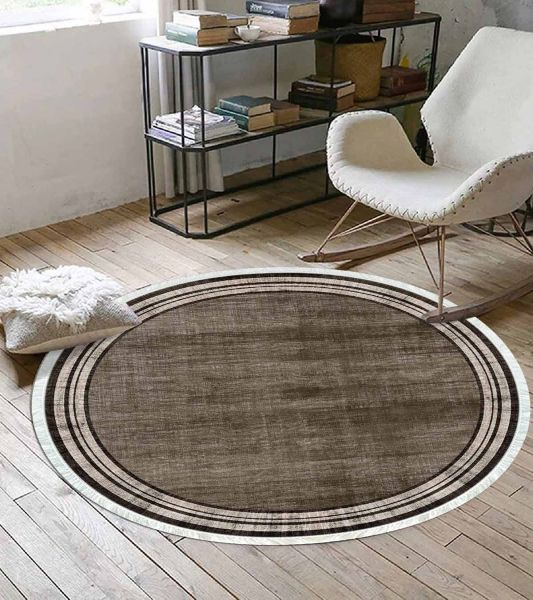 Birkilim Yuvarlak Yıkanabilir Dekoratif Halı İpeksi Kaymaz Taban | MLN-IP-YU-HY-1244