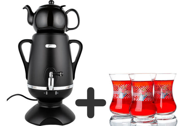 Almina | Elektrikli Semaver | 4.4 Litre | Lav Petunya Çay Bardağı Hediyeli | Al-7602