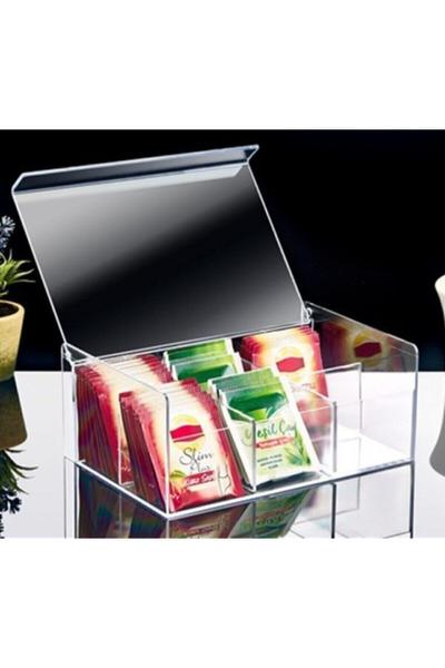 Bayev Çay Kutusu 6 Bölmeli Kapaklı Poşet Bitki Çayı Saklama Kabı