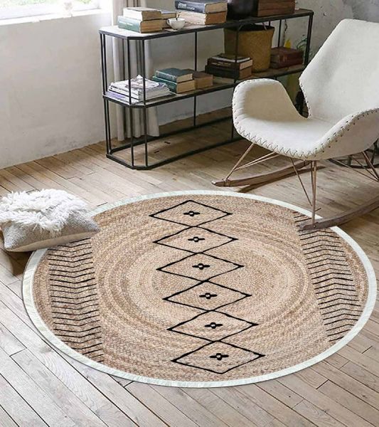 Birkilim Yuvarlak Yıkanabilir Dekoratif Halı İpeksi Kaymaz Taban | MLN-IP-YU-SD-349