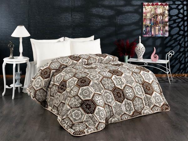 Belenay Çift Kişilik Kadife Yorgan - İce Kahve