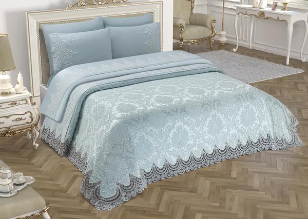 French Laced Queen Bridal Set Blue