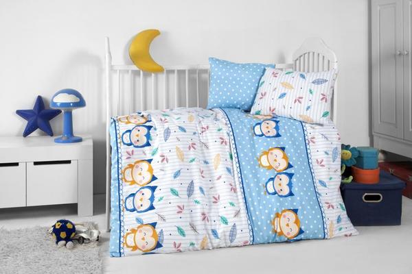 Sweety Owl Baby Bettbezug Set Blau