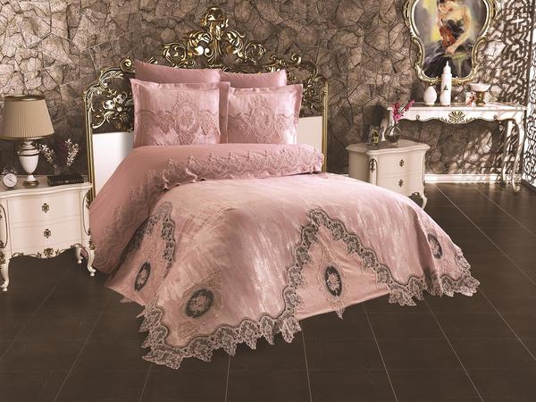 Fransız Güpürlü Çeyizlik Pike Takımı Dilara Pudra