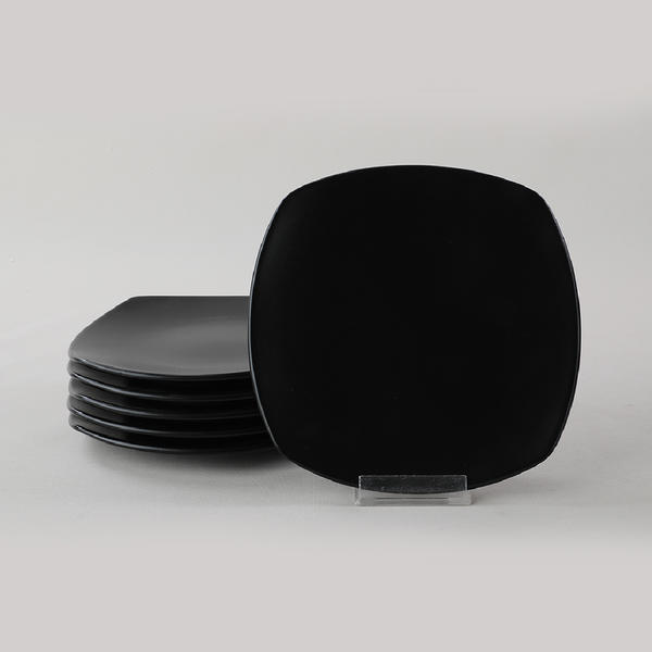 Assiette de service en coin noir mat 27 Cm 6 pièces | Keramika