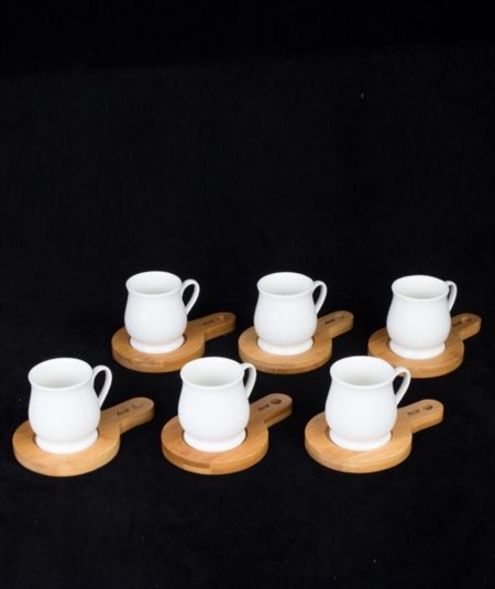 Acar | Bambu Sunumlu 6 Kişilik Fincan Seti