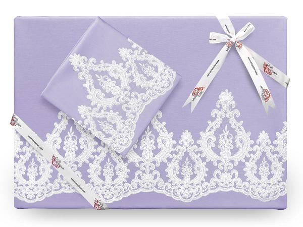 Königin Französisch Spitze Bettbezug Set Lila