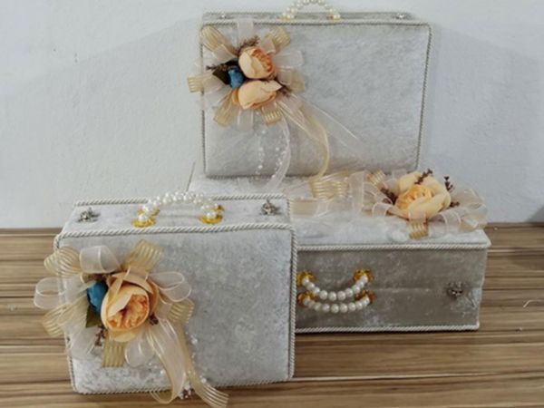 Dowry Land Sac de dot floral 3 pièces Cappucino