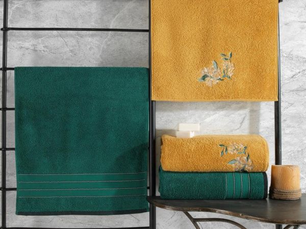 Cottonbox Ensemble Bain Turc Coloré Vert-Jaune