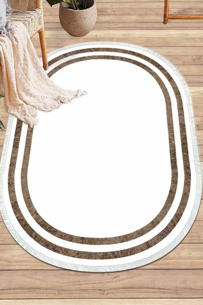 Birkilim Oval Yıkanabilir İpeksi Kaymaz Taban Dekoratif Halı | MLN-IP-O-SD-302