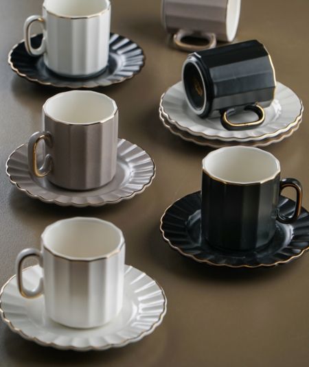 6Lı Porselen Kahve Fincan Takımı