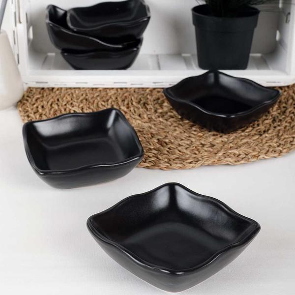 Mat Siyah Asel Çerezlik / Sosluk 11 Cm 6 Adet | Keramika