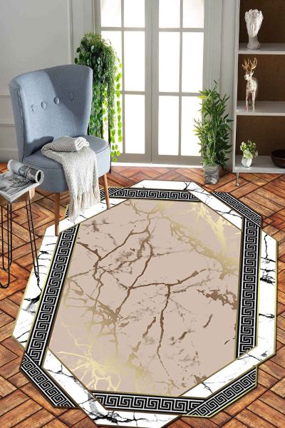 Birkilim Lazer Kesim Yıkanabilir İpeksi Kaymaz Taban Dekoratif Halı | MLN-IP-SD-325