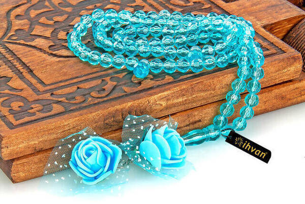 مظهر كريستال 99 قطعة سبحة هدية الحج والعمرة - 10 قطع - أزرق