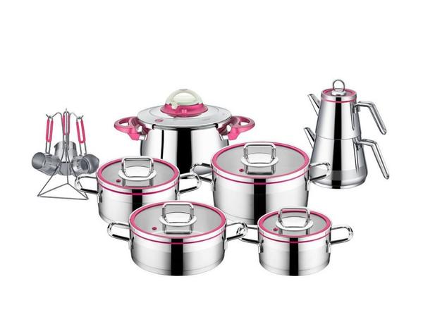 Taç Vita 18 Parça Çeyiz Seti Fuşya | Paslanmaz Çelik | TAC-4711