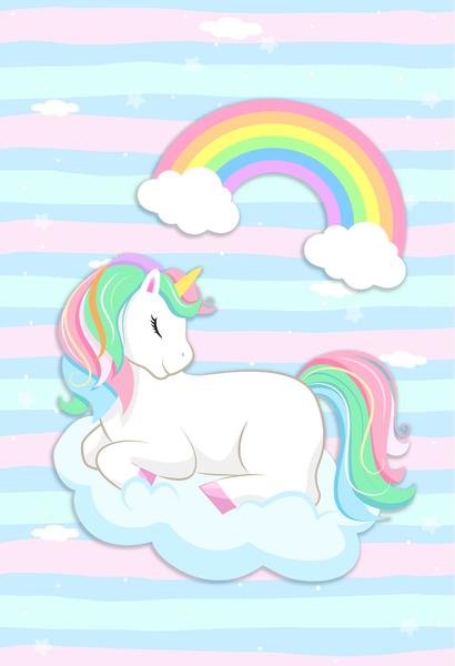 Bayev Çocuk Odası İçin Desenli Halı Unicorn Gökkuşağı - 100x160 cm