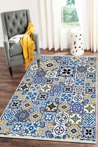 Birkilim Yıkanabilir Dekoratif Halı İpeksi Kaymaz Taban | MLN-IP-SD-166