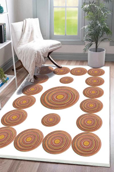 Birkilim Yıkanabilir Dekoratif Halı İpeksi Kaymaz Taban | MLN-IP-SD-373