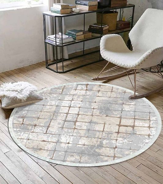 Birkilim Yuvarlak Yıkanabilir Dekoratif Halı İpeksi Kaymaz Taban | MLN-IP-YU-HT-100