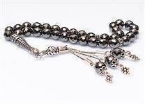 مسبحة من حجر الهيماتيت (925 مجموعة فضية 8 مم)