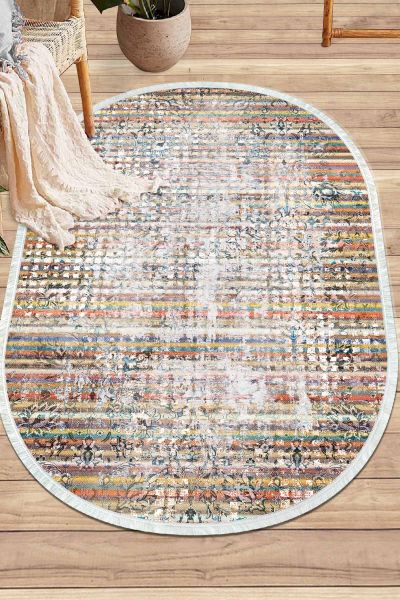 Birkilim Oval Yıkanabilir İpeksi Kaymaz Taban Dekoratif Halı | MLN-IP-O-SD-230