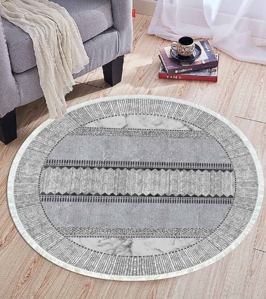 Birkilim Yuvarlak Yıkanabilir Dekoratif Halı İpeksi Kaymaz Taban | MLN-IP-YU-HT-362