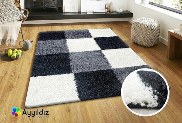 Ayyildiz Life Shaggy Kareli Halı 100% PP Shaggy 30mm 2000gr | Siyah | 1501Black