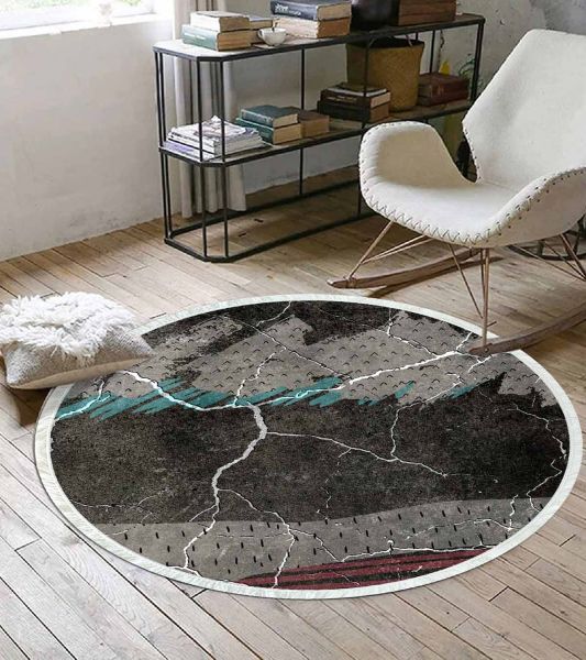 Birkilim Yuvarlak Yıkanabilir Dekoratif Halı İpeksi Kaymaz Taban | MLN-IP-YU-SD-308