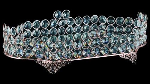 Dekonaz Büyük Lüks Kristal Dekoratif El Yapımı Servis Tabağı | Bakır