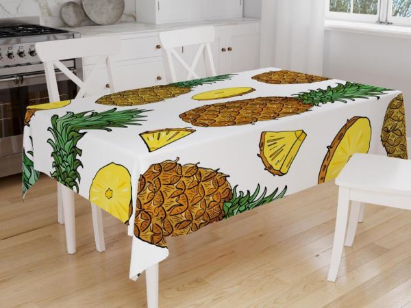 Dowry Digital Printing Pine Table Cloth أبيض