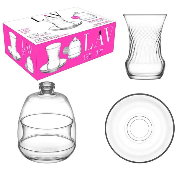 Lav İnci 12 Parça Çay Seti + Çilek Şekerlik Hediyeli