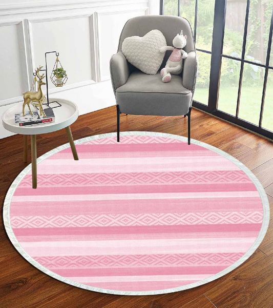 Birkilim Yuvarlak Yıkanabilir Dekoratif Halı İpeksi Kaymaz Taban | MLN-IP-YU-HT-1012