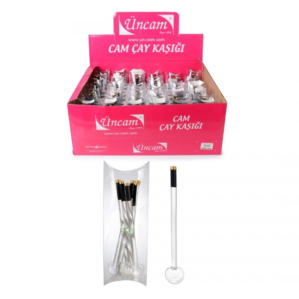 İpek Züccaciye | 6 Adet Şeffaf Siyah Cam Çay Kaşığı