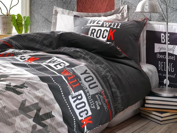 Ensemble de housse de couette simple Cottonbox Young Rock Rouge