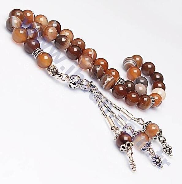 Chapelet en pierre d'agate (925 SET ARGENT 8mm)