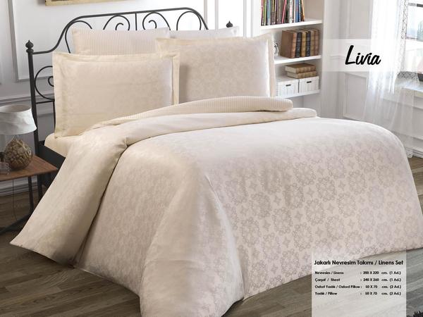 طقم غطاء لحاف مزدوج بلاتينيوم من مينتيكس - كريم ليفيا