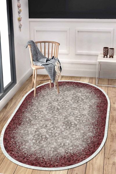 Birkilim Oval Yıkanabilir İpeksi Kaymaz Taban Dekoratif Halı | MLN-IP-O-HT-247