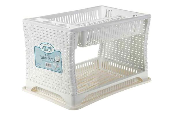 Violet Rattan Bulaşıklık / Süzgeçli 2 Katli | 0053-White