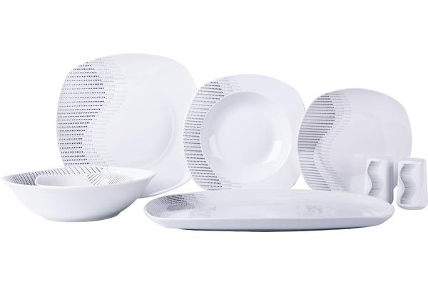 Hayal 28 Parça Yemek Takımı | Beyaz Siyah Gri | By-gd612-1187