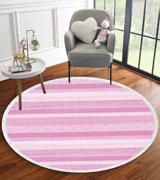 Birkilim Yuvarlak Yıkanabilir Dekoratif Halı İpeksi Kaymaz Taban | MLN-IP-YU-HT-1010